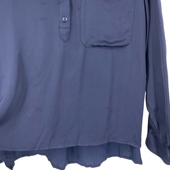 Young Fabulous & Broke Satin Blouse Navy Blue Size Medium - Picture 3 of 6